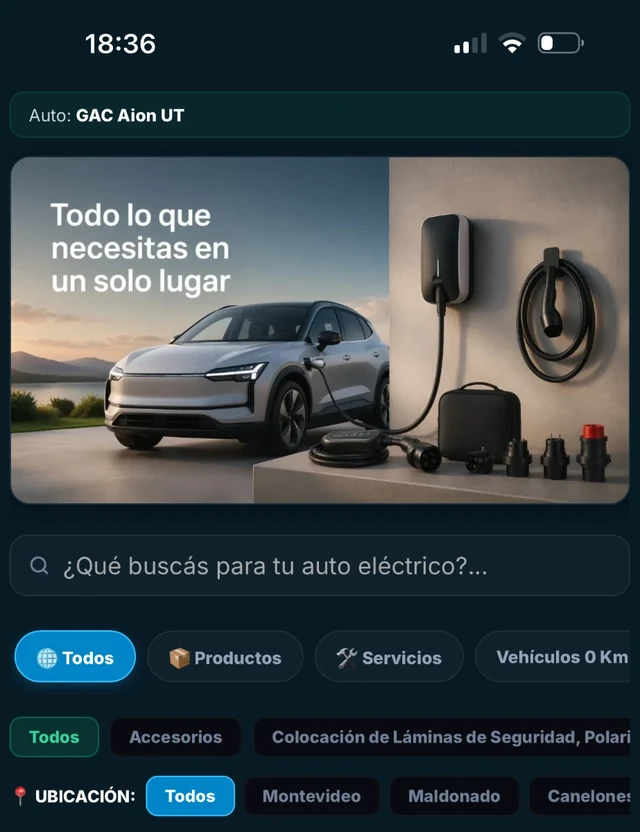 evyshop: banner, buscador y filtros por categoría y ubicación